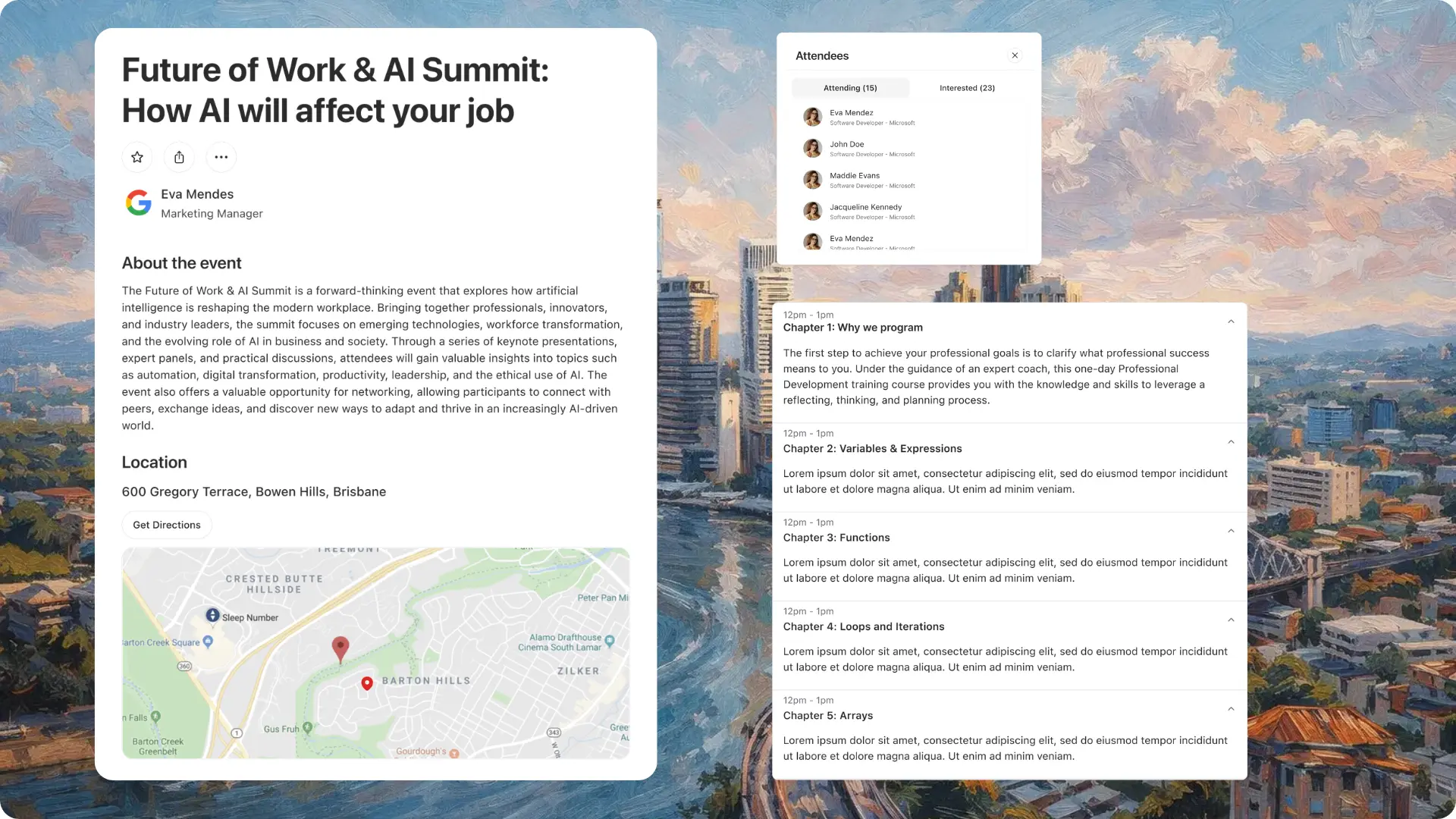 Structured event pages