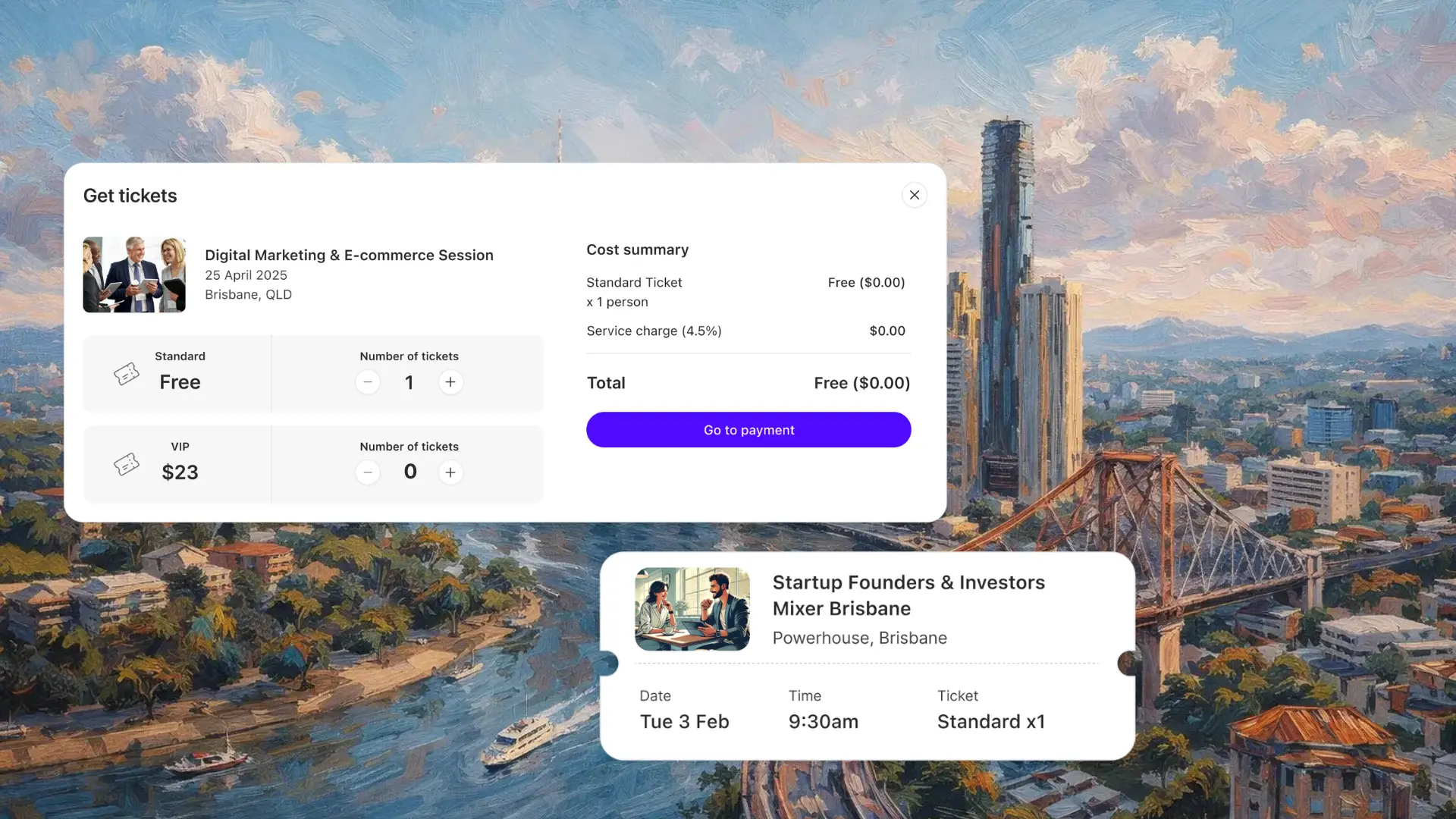 Free and paid tickets, side by side